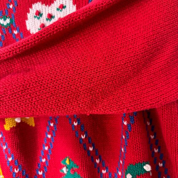 Vintage Karen Scott Women's Large‎ Holiday Christmas Sweater Knit Red Crewneck - Picture 4 of 5